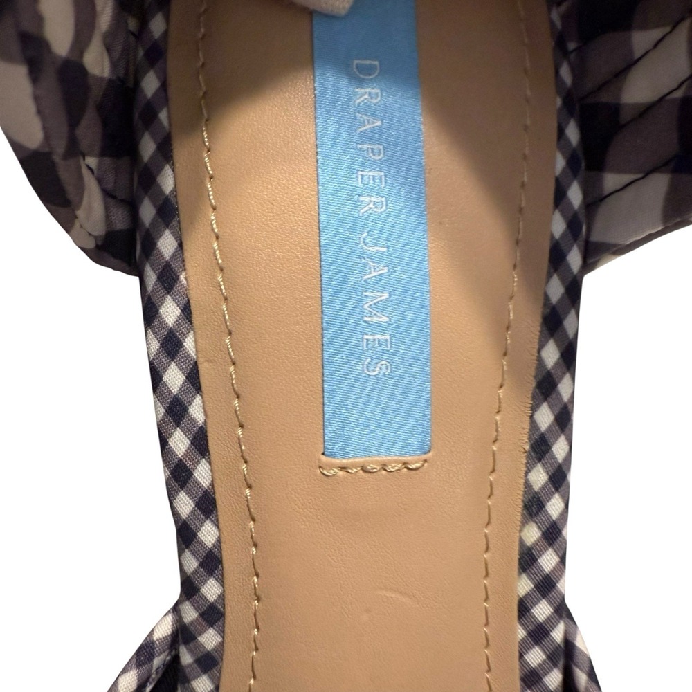 Draper‎ James Navy Gingham Espadrille Wedges Size 8 Ankle Wrap Southern Chic - Picture 11 of 13